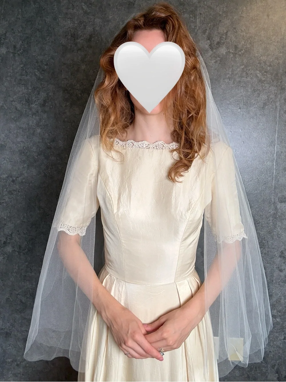 Soft White Fingertip Length Veil with Blusher